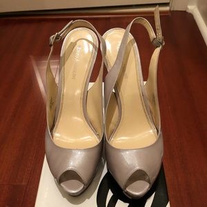 Nine West Peep Toe Patent Leather Sling-backs